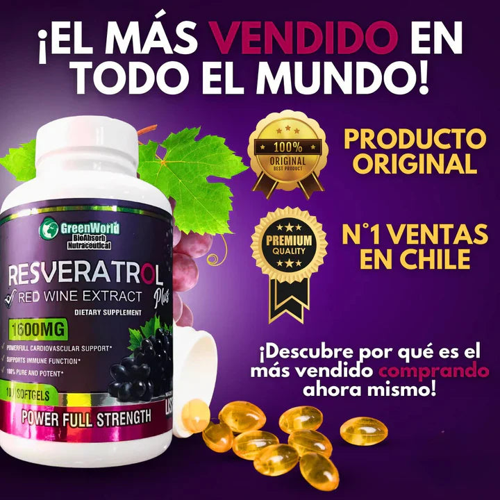 RESVERATROL 1600mg: ® El Secreto Antiedad que Tu Cuerpo Necesita🍇