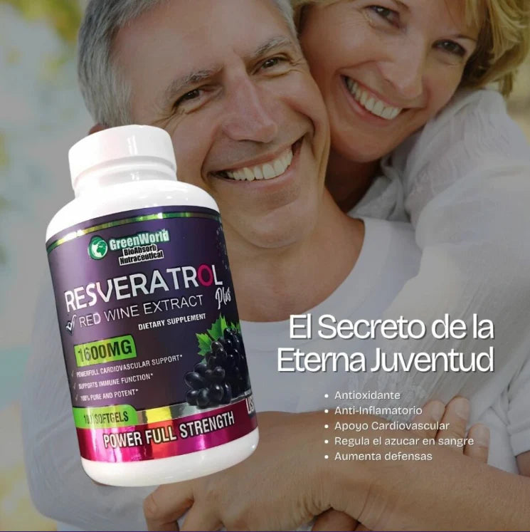 RESVERATROL 1600mg: ® El Secreto Antiedad que Tu Cuerpo Necesita🍇